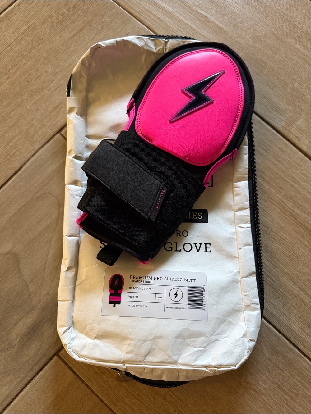 Bruce Bolt Youth Sliding Mitt - Hot Pink/black